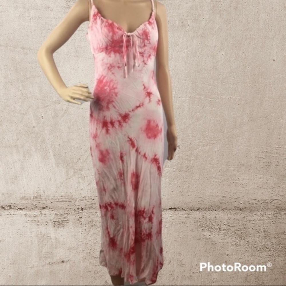 Pink tie die maxi dress—never been worn - Picture 3 of 7